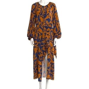 La Ligne Imogen silk dress blue orange floral  small NWT